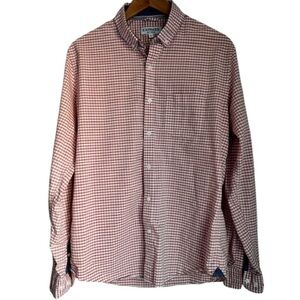 Express Soft Wash Long-Sleeve Gingham Coral Orange And White Men’s Size L Shirt